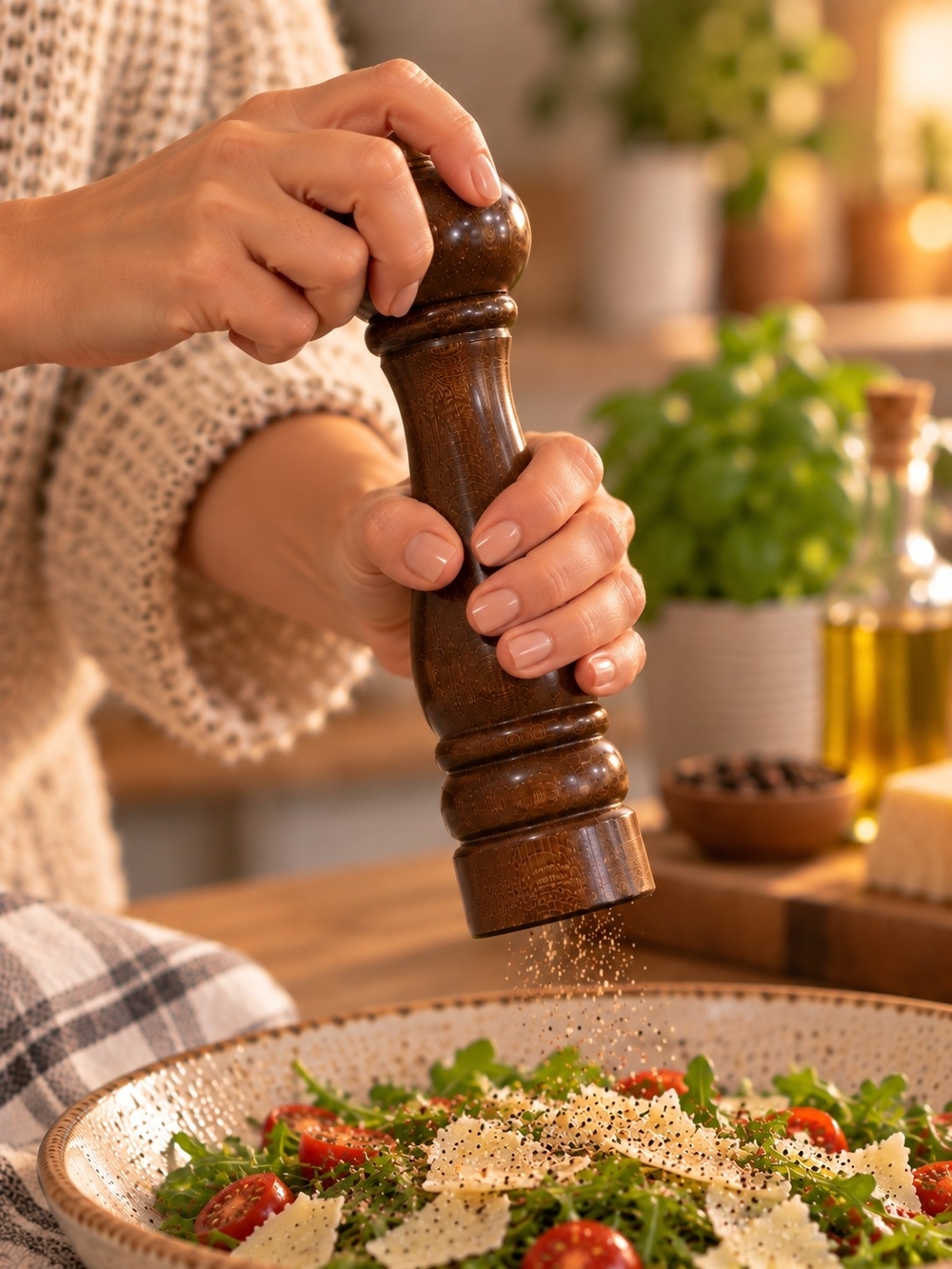 Vintage Peugeot France Wooden Pepper Mill – 9” Brown Glossy Wood